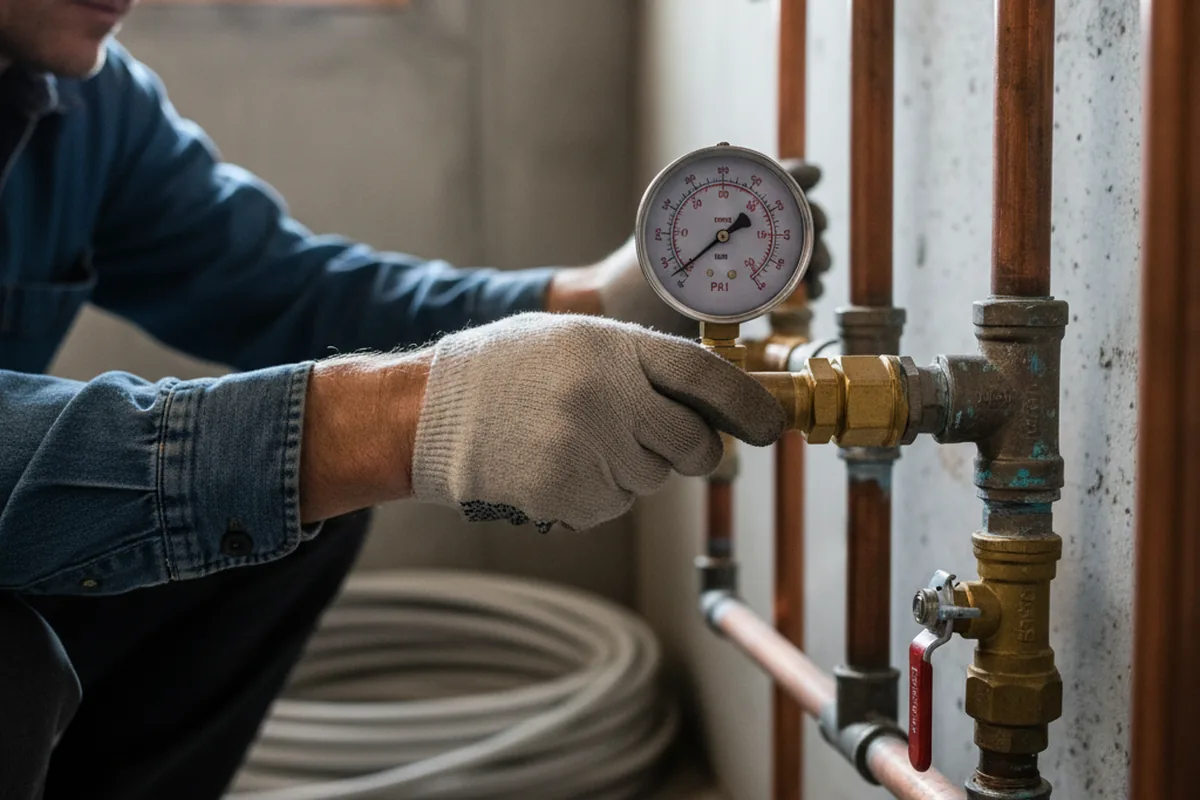 Pressure testing a repaired line during Water Line Repair in Uxbridge